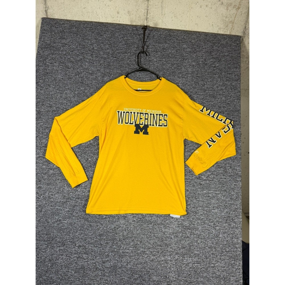 Russell Athletic University of Michigan Wolverines Long Sleeve Shirt Yellow L